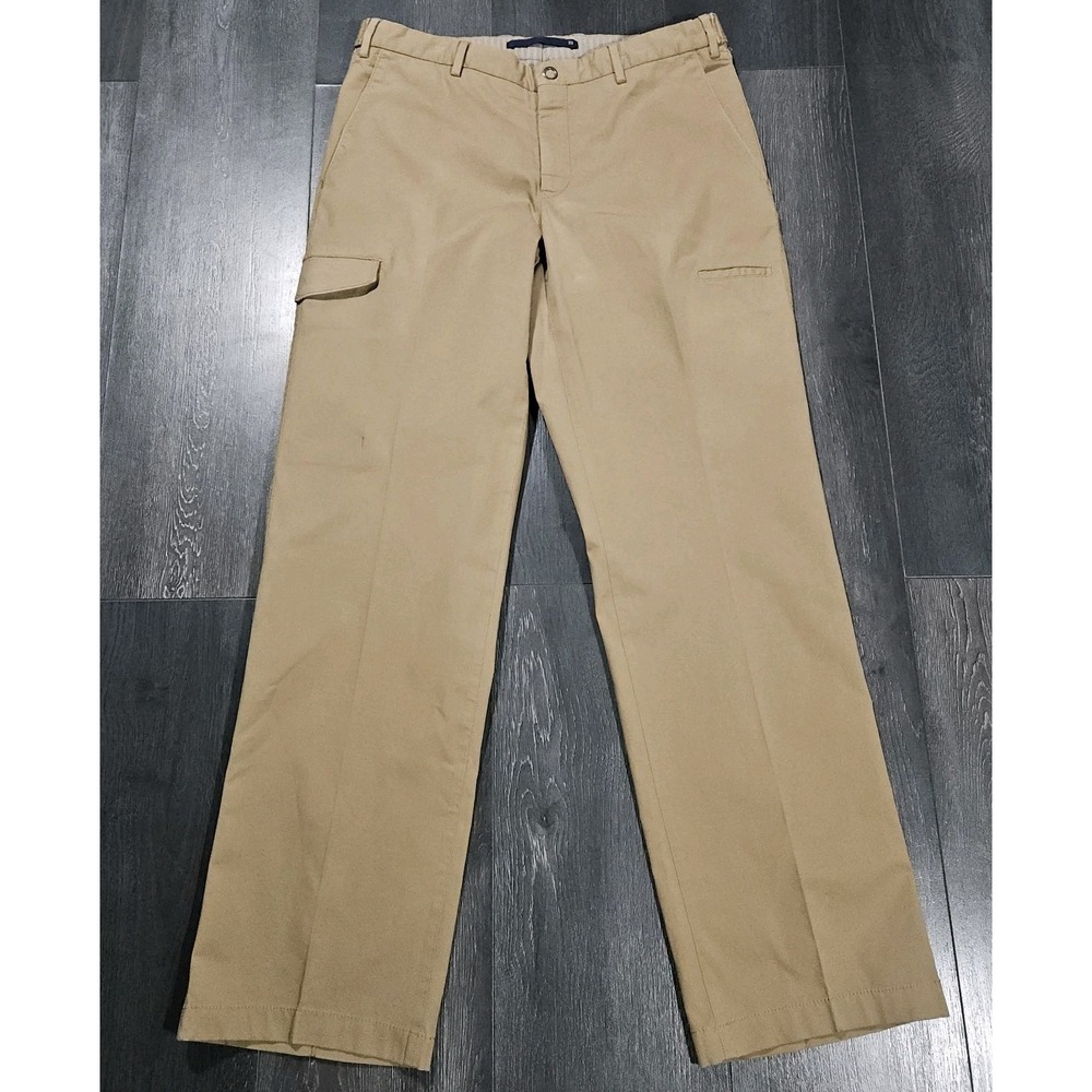 Incotex Utility Cargo Trouser Men 33x32 Khaki Army Travel Stretch High Comfort